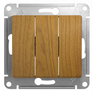 Выключатель 3-кл 10А С/У Дуб Glossa