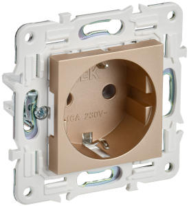 Розетка 1-м 16А С/У З/К Песочный Skandy