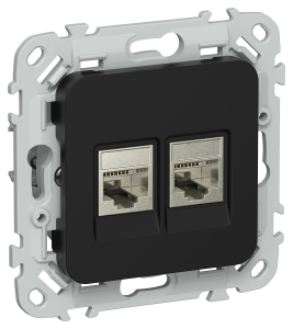 Розетка RJ45+RJ11 кат.5Е STP С/У Черный FLITE