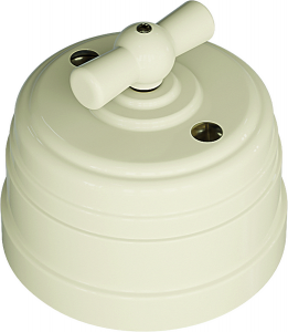 Выключатель пластиковый поворотный на четыре положения (2-х клавишный), цвет - слоновая кость, УСАДЬБА