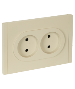 Розетка 2-м 10А С/У со шторками Ваниль Forte&Piano