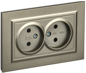 Розетка 2-м 10А С/У со шторками в сборе Шампань Brite