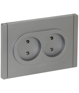 Розетка 2-м 10А С/У Сталь Forte&Piano
