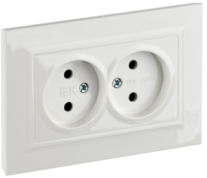 Розетка 2-м 10А С/У со шторками в сборе Белый Brite