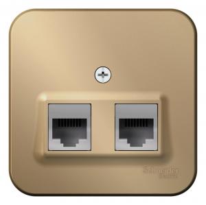 Розетка двойная  RJ11+RJ45, кат.5E,О/У титан BLANCA