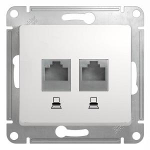 Розетка двойная RJ45+RJ45 кат.5Е белая Glossa