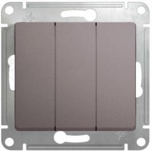 Выключатель 3-кл 10А С/У Платина Glossa