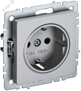 Розетка 1-м 16А С/У З/К со шторками Алюминий Brite