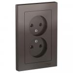 Розетка 2-м 16А С/У в сборе с рамкой Мокко AtlasDesign