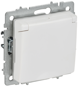 Розетка 1-м 16А С/У З/К со шторками с крышкой IP44 Арктический Белый Brite