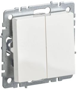Переключатель 2-кл 10А C/У проходной Белый Brite