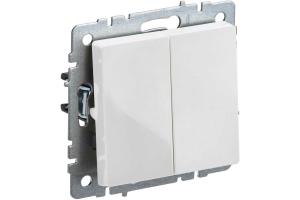 Переключатель 2-кл 10А C/У проходной Белый Brite