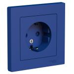 Розетка 1-м 16А С/У З/К со шторками в сборе с рамкой Аквамарин AtlasDesign