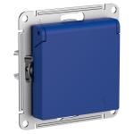 Розетка 1-м 16А С/У З/К со шторками с крышкой IP20 Аквамарин AtlasDesign