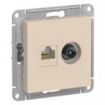 Розетка двойная TV+комп.RJ45,кат.5E,С/У беж ATLASDESIGN