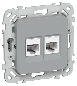 Розетка RJ45+RJ11 кат.6 UTP С/У Серый FLITE