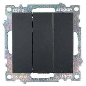 Выключатель 3-кл 10А С/У Черный Катрин