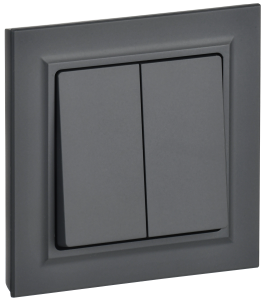 Выключатель 2-кл 10А С/У в сборе Графит Brite