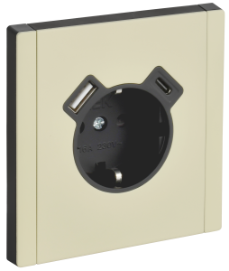 Розетка 1-м 16А С/У З/К со шторками+USB A+С 18Вт винт.кр Металл серый сланец Forte&Piano