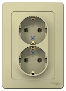 Розетка 2-м 16А С/У З/К Бежевый Blanca