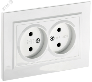 Розетка 2-м 10А С/У в сборе Белый Brite