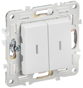 Выключатель 2-кл 10А С/У с индикатором Арктический белый Skandy