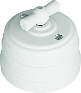 Выключатель пластиковый поворотный на четыре положения (2-х клавишный), цвет - белый, УСАДЬБА