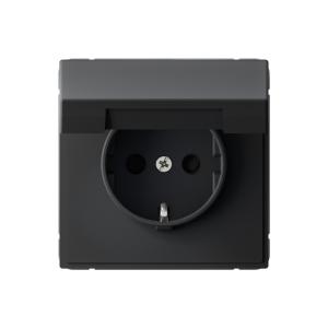 Розетка 1-м 16А С/У З/К со штор. с крышкой IP20 Карбон ArtGallery