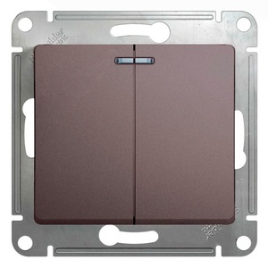 Выключатель 2-кл 10А С/У с индикатором Платина Glossa