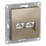 Розетка компьютерная 2* RJ45, кат.5E,С/У Шампань ATLASDESIGN