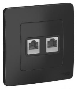 Розетка компьютерная 2* RJ45, кат.5E,С/У антрацит BLANCA