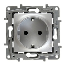 Розетка с/з, винт. клеммы, 16А, 250 В Алюминий Legrand Etika