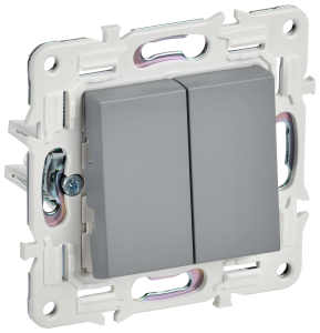 Переключатель 2-кл 10А С/У перекрестный Серый Skandy