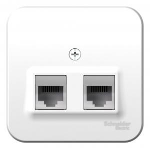 Розетка двойная  RJ11+RJ45, кат.5E,О/У белый BLANCA