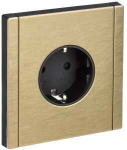 Розетка 1-м 16А С/У З/К со шторками Металл Шампань Forte&Piano
