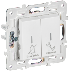 Выключатель 2-кл 10А С/У с индикатором для отелей Арктический белый Skandy