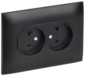 Розетка 2-м 10А С/У со шторками в сборе Черный Skandy