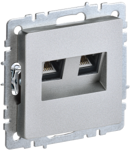 Розетка RJ45+RJ45 кат.6 С/У Алюминий Brite