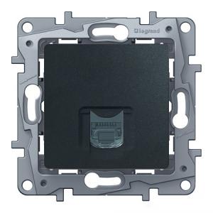 Розетка компьютерная 1-ая RJ45, категория 5е UTP Антрацит Legrand Etika