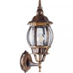 Светильник садово-парковый «Классика» (НБУ)  8101 1*100W, E27, 230V, IP44, цвет черное золото, 8-и гранник, на стену вверх, 160*195*4 Feron