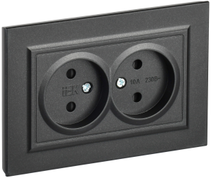 Розетка 2-м 10А С/У со шторками в сборе Черный Brite