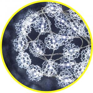 Гирлянда Белые снежинки 2,3м IP20 белый NGF-DM001-20СW питание 2AA Navigator