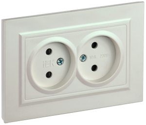 Розетка 2-м 10А С/У со шторками в сборе Жемчуг Brite