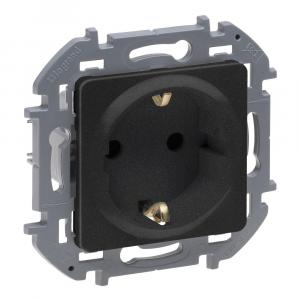 Розетка 2К+З со шторками - немецкий стандарт - 16 А - 250 В Антрацит Legrand INSPIRIA