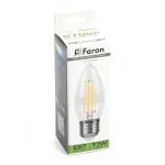 Лампа сд Е27 C35 11W 4000K филамент свеча прозрач. LB-713Feron