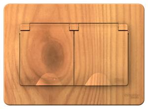 Розетка 2-м 16А С/У З/К со шторками с крышками IP44 Ясень Blanca