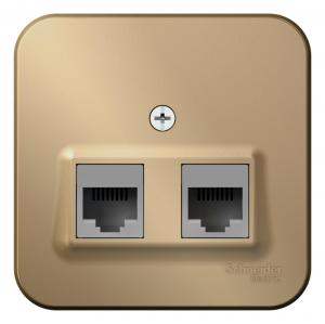 Розетка компьютерная 2* RJ45, кат.5E,О/У титан BLANCA