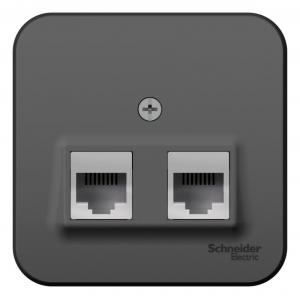 Розетка двойная  RJ11+RJ45, кат.5E,О/У антрацит BLANCA