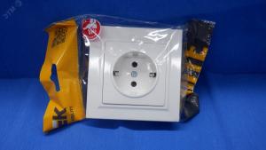 Розетка 1-м 16А С/У З/К со шторками в сборе Белый Brite