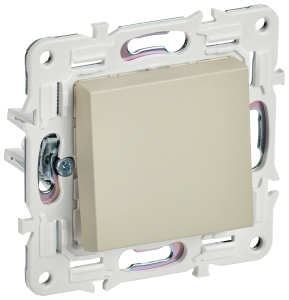 Переключатель 1-кл 10А C/У проходной Песочный Skandy